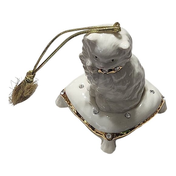 Lenox Handcrafted Porcelain Cat Ornament On Pillow With Gold Accents & Rhineston - Picture 4 of 7